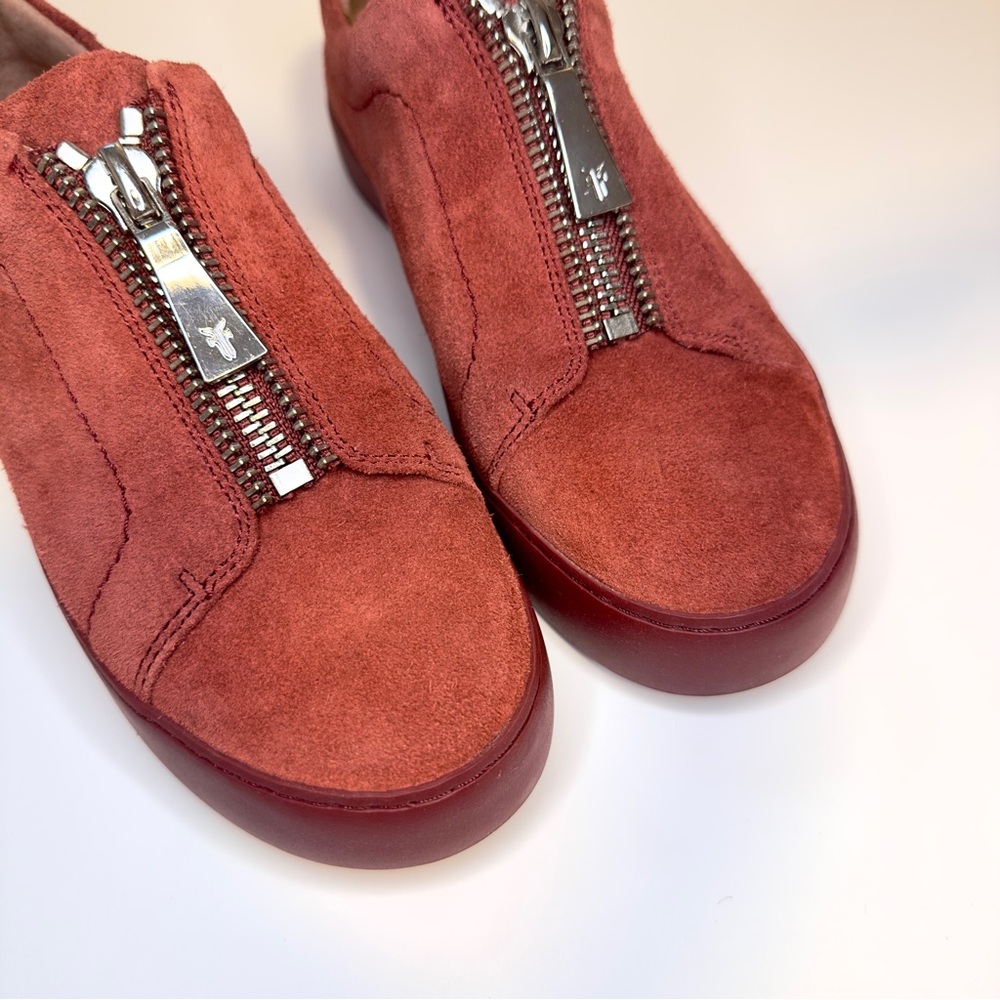 New! Frye Lena Zip Low Sneakers – Women’s Size 8M, Red Suede - Picture 8 of 16